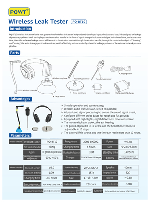 Equipamento acústico interno portátil PQWT BT10 da detecção de escape da água Multifunction