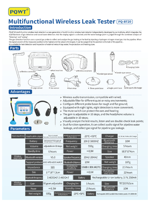 Linha de água acústica subterrânea detecção da detecção de escape PQ do gás BT20 de escape