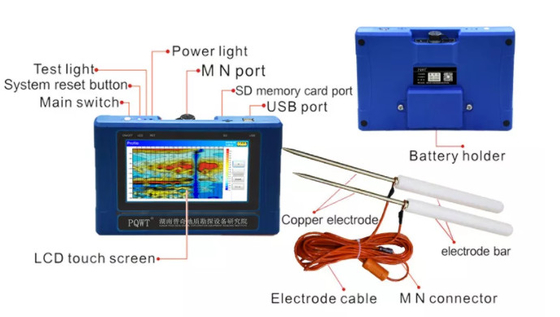 Detector geofísico da água PQWT-TC500 500 medidores de poder de 4000mAh